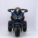 3-Wheel 12V Kids Electric Ride-On Motorcycle with Training Wheels and Headlight, Motorbike with MP3/USB, 43.5'' L x 23.5'' W x 29'' H, Blue