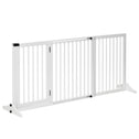 Freestanding Length Adjustable Wooden Pet Gate with Lockable Door 3 Panels, White