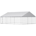 Heavy Duty Outdoor Dog Kennel with Waterproof Roof, 2 Secure Latches, Chain Link Dog Run for Backyard, 20' x 15' x 8'
