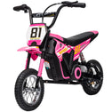 24V Kids Motorcycle, Electric Dirt Bike with 250W Motor, Up to 9.9 MPH, 12" Inflatable Tires and Rear Suspension, Pink