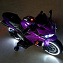 12V Ride-On Motorcycle for Ages 3-6 with Training Wheels and Headlight, Motorbike with MP3 and Light-Up Wheels, 46" L x 20" W x 26" H, Purple