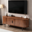 55" Modern TV Stand with Storage Compartment and Sliding Door, Gaming Entertainment Center with Cabinet, 55" L x 16" W x 21.5" H, Walnut