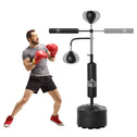4-in-1 Boxing Punching Bag Stand with 2 Speedballs, 360° Relax Bar, & PU-Wrapped Bag & Adjustable Height, Black