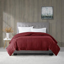 King Size Lightweight Down Alternative Blanket with Satin Trim, 3M Scotchgard Treatment, Machine Washable, 108" L x 90" W x 0.25" H, Burgundy