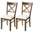 Dining Chairs Set of 2, Upholstered Kitchen Chairs with Rubberwood Frame, Padded Seat and X-Back, Walnut