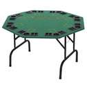 Poker Table Foldable, 47" Octagon Blackjack Poker Game Table for 8 Players with Cup Holders and Chips Tray, Green Felt
