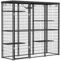 Weld Wire Catio Outdoor Indoor with Waterproof Cover, 4 Jumping Platforms, Hammock, for 1-3 Kittens, 69" x 22" x 62"
