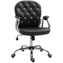 Button Tufted Desk Chair, Home Office Chair with Padded Armrests, Adjustable Height and Swivel Wheels, Pink