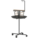 Bird Stand with Wheels Parrot Play Stand with Round Tray Stainless Steel Feed Bowls Indoor Outdoor Dark Gray