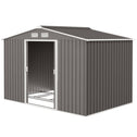 9' x 6' Outdoor Storage Shed, Garden Tool Metal Shed with Foundation Kit, Light Gray