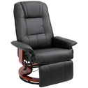 Faux Leather lounge chair with footrest and armrest, Manual Swivel Recliner for living room, Black