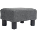 Small Ottoman Foot Rest, Foot Stool with Linen Fabric Upholstery and Plastic Legs, Cube Ottoman, Charcoal Gray