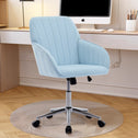 Adjustable Swivel Chair with Memory Foam Cushion and Lumbar Support, Ergonomic Office Chair with Silver Base, 25" L x 23" W x 38" H, Baby Blue
