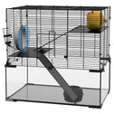 23.5" Hamster Cage, Gerbil Cage with Glass Basin for Small Hamsters, Black