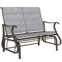 2-Person Outdoor Glider Bench, Patio Glider Loveseat Chair with Powder Coated Steel Frame, 2 Seats Porch Rocking Glider for Backyard, Lawn and Garden, Mixed Gray