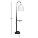 Seoul Floor Lamp with Rotary Switch, Wood Table and Metal Base, 616" L x 11" W x 60" H, Black+White