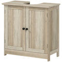 Bathroom Vanity Cabinet, Under Sink Bathroom Cabinet with 2 Doors and Adjustable Shelf, Weathered Gray Oak