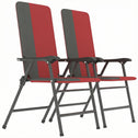 Folding Patio Chairs Set of 2, Padded High Back Lawn Camping Chairs with Armrests, 600D Oxford Fabric, Red