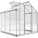 6' L x 6' W Walk-In Polycarbonate Greenhouse with Roof Vent for Ventilation & Rain Gutter for Winter