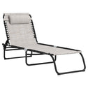 Foldable Chaise Lounge, 3-Position Reclining Back, Portable design and Breathable Mesh for Poolside, Camping, Hiking - Cream White