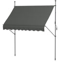 8' x 4' Manual Retractable Awning, Non-Screw Patio Awning, UV Resistant for Window or Door, Dark Gray