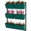 3-Tier Hanging Planter with 6 Pots for Indoor and Outdoor Use, Wall Planter, Self Draining & Wall Mounted, Green