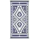 Reversible Outdoor Rug, Waterproof Plastic Straw with Carry Bag, 9' x 18', Blue & White Square Patchwork