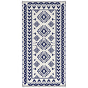 Reversible Outdoor Rug, Waterproof Plastic Straw with Carry Bag, 9' x 18', Blue & White Rhombus Patchwork