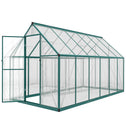 Polycarbonate Greenhouse with Swing Door and Two Adjustable Roof Vents, Aluminum Walk-in Greenhouse, 11x6 ft, Dark Green