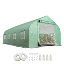 20 x10 x7 ft Walk-in Tunnel Greenhouse with Zippered Mesh Door and 8 Mesh Windows, Gardening Plant Hot House with Galvanized Steel Hoops, Green