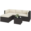 3 Piece Patio Furniture Set, Wicker Outdoor Patio Conversation Furniture Set with Cushions, Glass Top Table, Beige