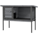 Wooden Rabbit Hutch Elevated with No Leak Tray, Openable Roof for Indoor/Outdoor, Gray