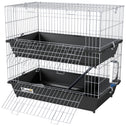 2-Tier Small Animal Cage with 2 Doors, Trays, Dish, Bottle, and Ramp for Bunny, Ferret, Chinchilla, Black