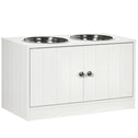 Large Elevated Dog Bowls with Storage Cabinet Containing Large 44L Capacity, Raised Dog Bowl Stand Pet Food Bowl Pet Feeding Station, White