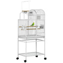 55" Large Parrot Cage with Toy Hooks Above Top Bird Perch, Tray, Food Cups, Rolling Stand, Bird Cage for Cockatiels, Parakeets, Lovebirds