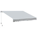 12' x 8' Retractable Awning Patio Awnings Sun Shade Shelter with Manual Crank Handle, 280g/m² UV & Water-Resistant Fabric and Aluminum Frame for Deck, Balcony, Yard, Light gray