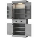 71" Kitchen Pantry Cabinet with LED Lights, 6 Door Shelves, a Drawer and 4 Adjustable Shelves, Gray