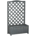 46" Wooden Planter with Trellis, Raised Garden Bed to Grow Vegetables, Herbs, Flowers for Backyard, Patio, Gray