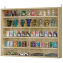 5-Tier Display Cabinet, Wall-Mounted Display Case with 2 Glass Doors and Adjustable Shelves, Oak