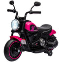 6V Kids Motorcycle w/ Training Wheels, Single-Button Start, Pink