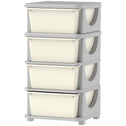 30" 4 Tier Kids Storage Unit Dresser Tower w/ 4 Drawers, Cream White