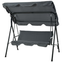 3-Seat Outdoor Patio Swing Chair w/ Cushion, Steel Frame Stand, Adjustable Tilt Canopy for Patio, Garden, Gray