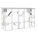 118" Large Outdoor Catio Cat Enclosure with Condos, Bridges & Posts, White
