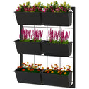 3-Tier Hanging Planter with 6 Pots for Indoor and Outdoor Use, Wall Planter, Self Draining & Wall Mounted, Black