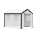 10' x 7' x 7' Greenhouse, Walk-in Outdoor Tunnel Green House with PE Cover, Steel Frame, 2 Roll-Up Zipper Doors & 4 Windows for Flowers, Vegetables, Tropical Plants, White