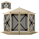 10 x 11 ft Pop Up Gazebo Screen Tent, Portable Instant Camping Canopy Screen House with Nettings, Carry Bag, Beige