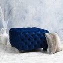 Velvet Ottoman with Cushioned Top, Sturdy Frame, and Space-Saving Design, 29" L x 29" W x 18.25" H, Navy Blue