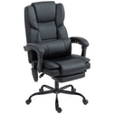 Office Chair with Massage, Pet-Friendly Faux Leather Reclining Desk Chair with Lumbar Support, Footrest, Black