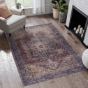 5x8 Washable Kid and Pet Friendly Area Rug, Low-Pile Non-Slip Non-Shedding Rug Blanket, for Living Room, Bedroom, Kitchen, Burgundy