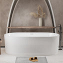 59" Freestanding Acrylic Soaking Tub with Adjustable Feet and Flexible Drain, Durable Panel for Bathroom, 59" L x 29.5" W x 23" H, Gloss White